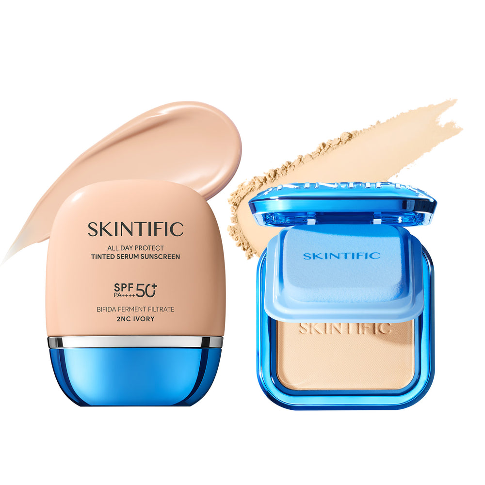 مجموعة كريم أساس بودرة + واقي شمس ملون SPF 50+  