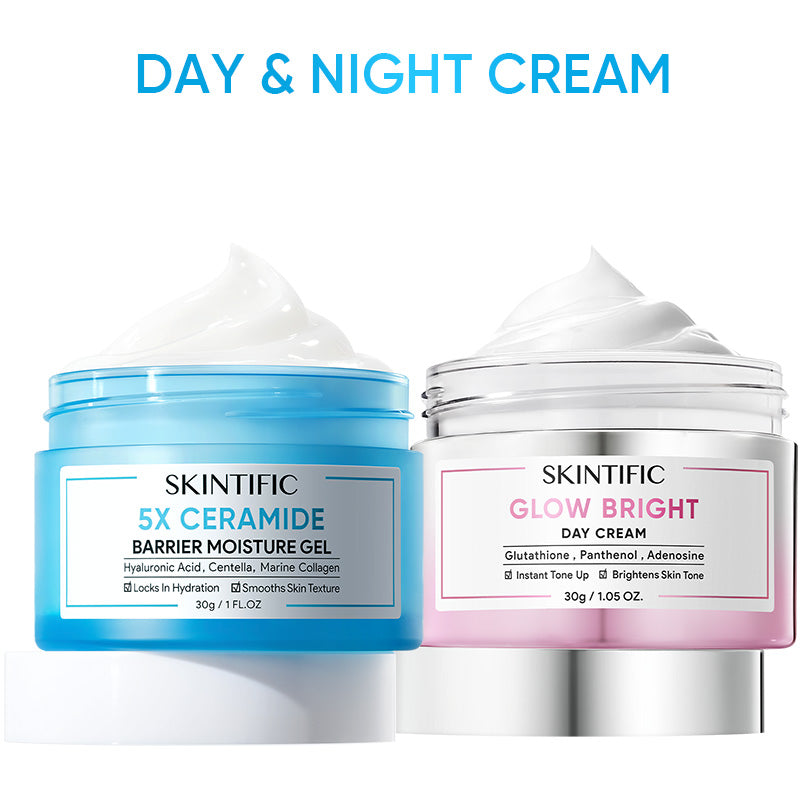 Day & Night Cream Duo - Glow Bright Day Cream & 5X Ceramide Barrier Repair Moisture Gel